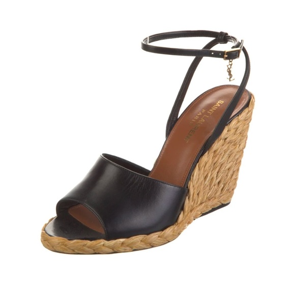 EUC Saint Laurent black leather espadrilles. EU 37, US 7. - Picture 1 of 5